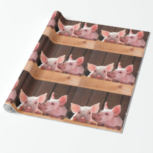 Papier Cadeau Motif photo animal de mignons rose Piglets