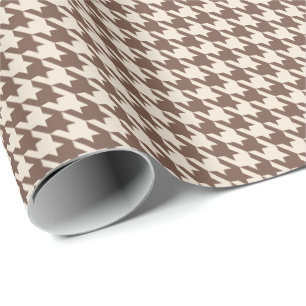 Papier Cadeau Motif Pied-de-Poule Mocha & Crème Élégant et Cha
