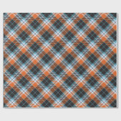 Papier Cadeau Motif Plaid Bleu Orange Automne (Plat)