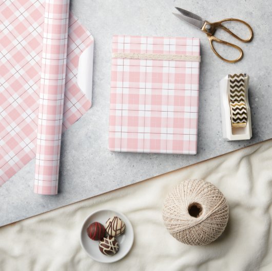 Papier Cadeau Motif Plaid de style rose En vichy (Artisanat)