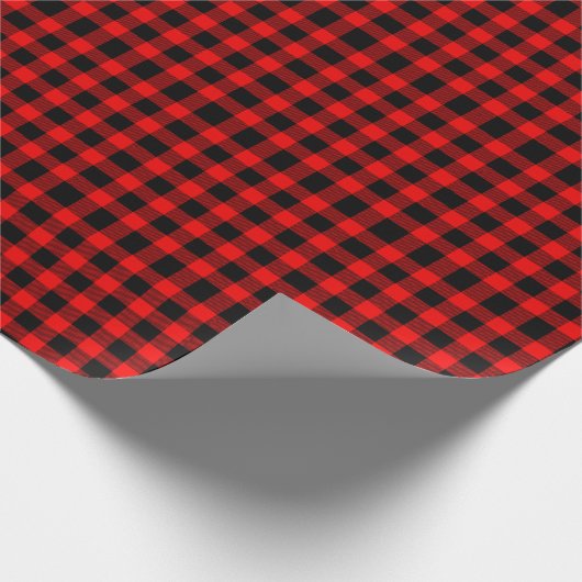 Papier Cadeau Motif Plaid En vichy rouge et noir (Coin)