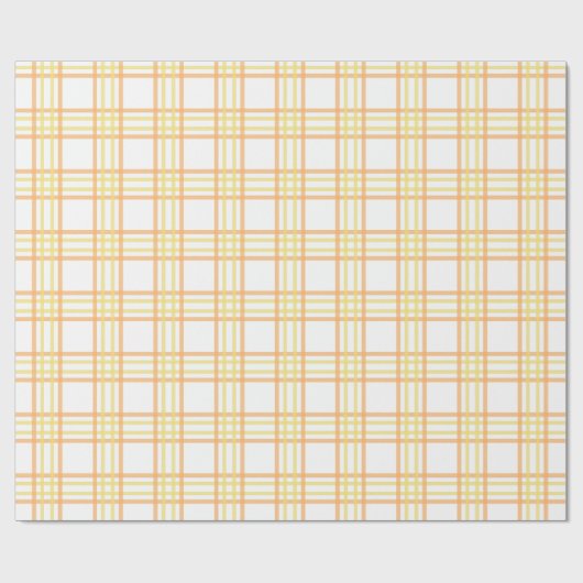 Papier Cadeau Motif Plaid Orange Yellow Pastel (Plat)