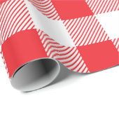 Papier Cadeau Motif plaid rouge et blanc (Coin rond)