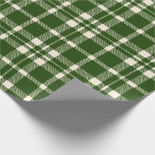Papier Cadeau Motif plaid rustique vert et blanc cassé (Coin)