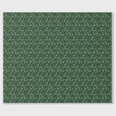 Papier Cadeau Motif plante .b noir BG vert rétro (Plat)