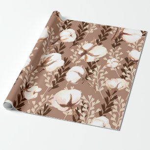 Papier Cadeau Motif Plante en coton Brown
