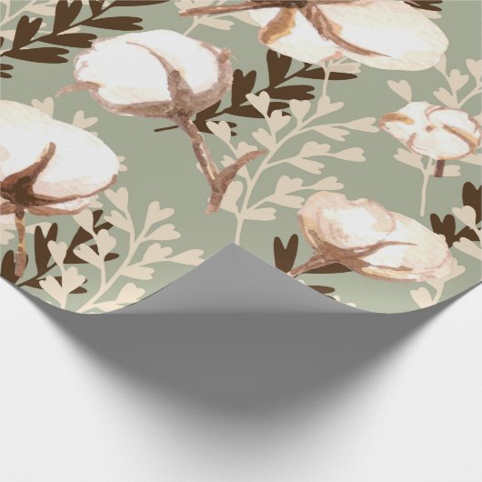 Papier Cadeau Motif Plante en coton vert (Coin)