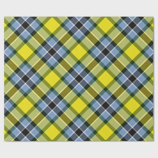 Papier Cadeau Motif plat moderne bleu et jaune Tartan (Plat)