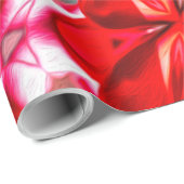 Papier Cadeau Motif Plumeria à fleurs rouges (Coin rond)