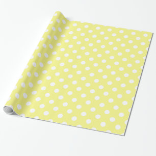 Papier Cadeau Motif points jaunes clair et blancs