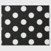 Papier Cadeau Motif Pois chic Vanilla sur Mariage noir (Plat)