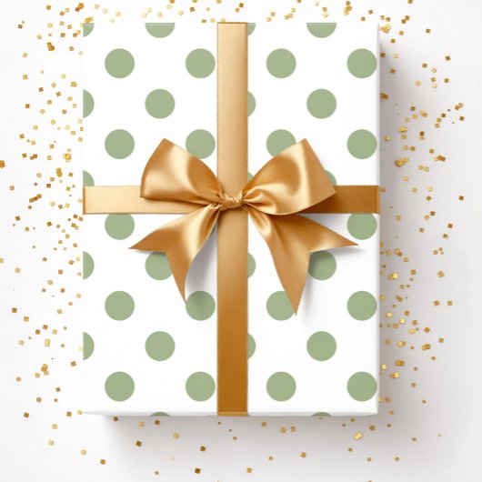 Papier Cadeau Motif Pois moderne Sage Green