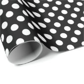 Papier Cadeau Motif pois noir et blanc tendance (Coin rond)