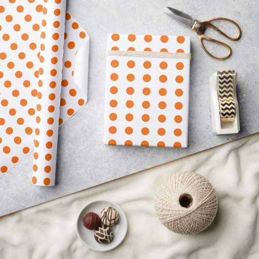 Papier Cadeau Motif pois orange et blanc (Artisanat)