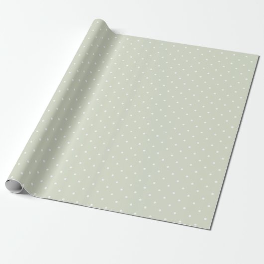 Papier Cadeau Motif Pois vert et blanc de Sage clair (Déroulé)