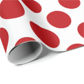 Papier Cadeau Motif Polka Blanc Classique Sur Rouge (Coin rond)