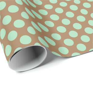 Papier Cadeau Motif Polkadot Mint Et Brun