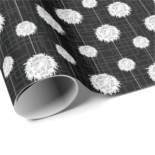 Papier Cadeau Motif Pom Pom Pom-pom girl noir (Coin rond)