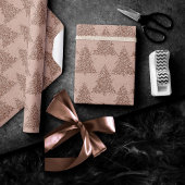 Papier Cadeau Motif Posh Tree | Glam Rose Gold Blush Noël