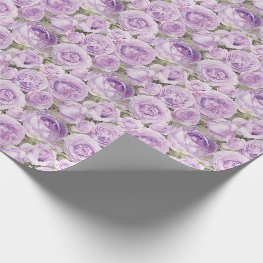Papier Cadeau Motif pourpre de lavande florale de roses (Coin)