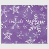Papier Cadeau Motif pourpre et blanc de flocon de neige (Plat)