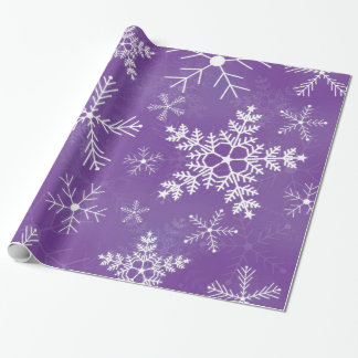 Papier Cadeau Motif pourpre et blanc de flocon de neige