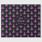 Papier Cadeau Motif pourpre rose noir élégant d'arbre de Noël (Plat)