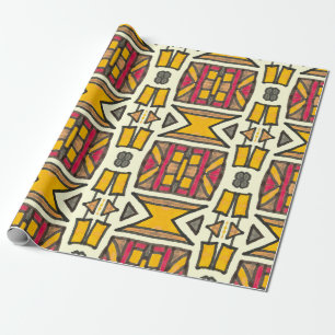Papier Cadeau Motif primitif ethnique géométrique antique