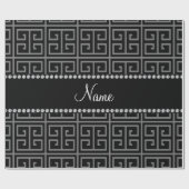 Papier Cadeau Motif principal grec noir nommé personnalisé (Plat)