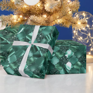 Papier Cadeau Motif Quatrefeuilles Marocain Vert Foncé
