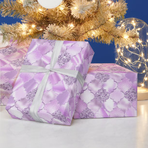 Papier Cadeau Motif Quatrefeuilles Marocain Violet Lilas