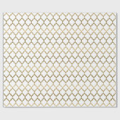 Papier Cadeau Motif Quatrefoil aux tons blanc et or (Plat)