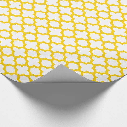 Papier Cadeau Motif Quatrefoil jaune (Coin)