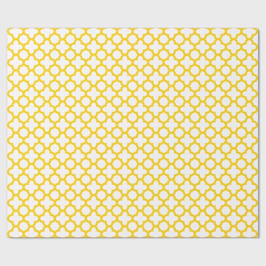 Papier Cadeau Motif Quatrefoil jaune (Plat)