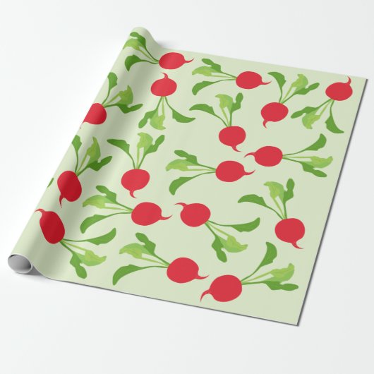 Papier Cadeau Motif Radish Red Green (Déroulé)