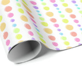 Papier Cadeau Motif Rainbow Pastel Dots (Coin rond)