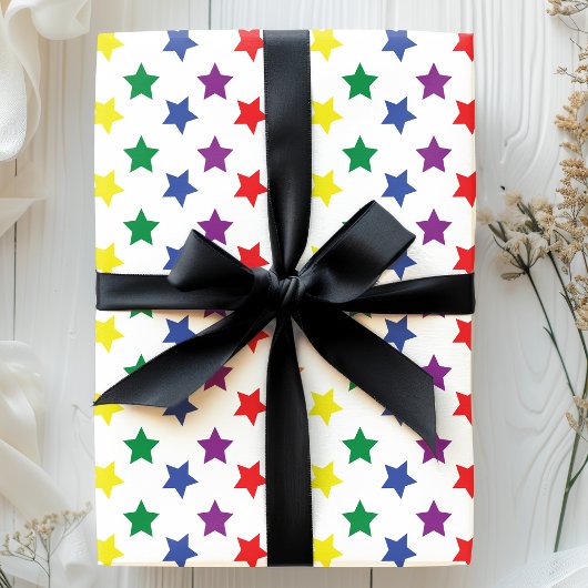 Papier Cadeau Motif Rainbow Stars
