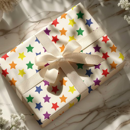 Papier Cadeau Motif Rainbow Stars