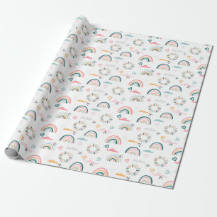 Papier Cadeau Motif Rainbows & Hearts