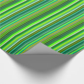 Papier Cadeau Motif rayé avec nuances de papier vert (Coin)