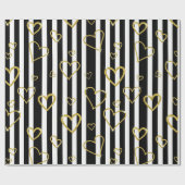 Papier Cadeau Motif rayé cœurs dorés Prépa (Plat)