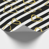 Papier Cadeau Motif rayé cœurs dorés Prépa (Coin)