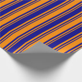 Papier Cadeau Motif rayé de couleur orange foncé et bleu foncé (Coin)