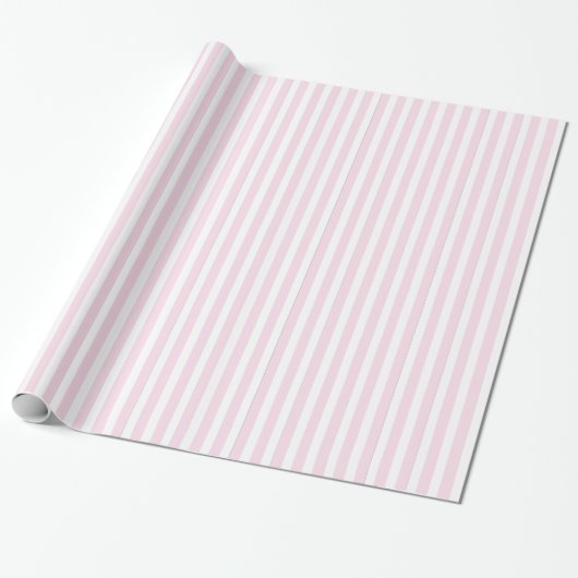 Papier Cadeau Motif rayé de rose et blanc (Déroulé)