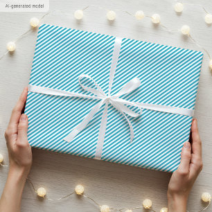 Papier Cadeau Motif rayé élégant et simple sarcelle