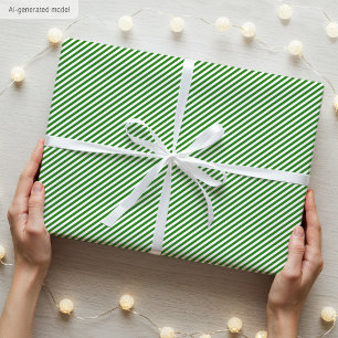 Papier Cadeau Motif rayé élégant simple vert et blanc