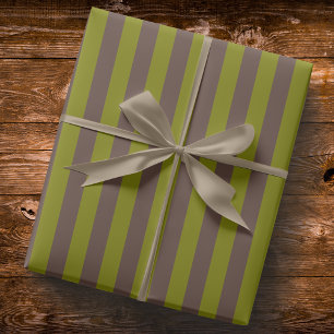 Papier Cadeau Motif rayé en chocolat brun et vert olive