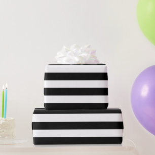 Papier Cadeau Motif rayé large noir et blanc profond