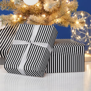 Papier Cadeau Motif rayé noir et blanc