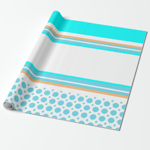 Papier Cadeau Motif rayé orange aqua bleu fête